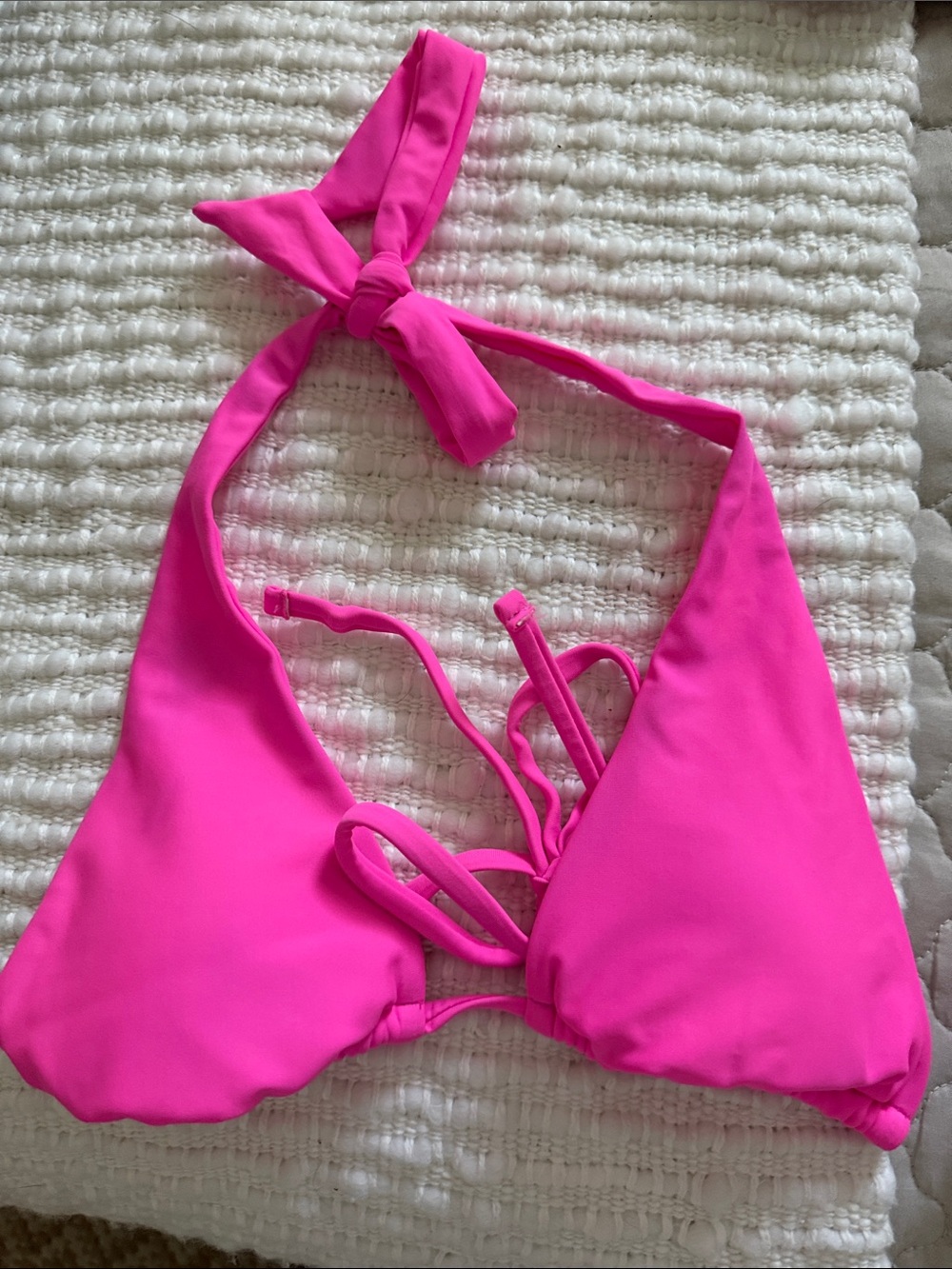 Assorted Bright Pink Floral Trim Bikini Tops - Picture 2 of 9